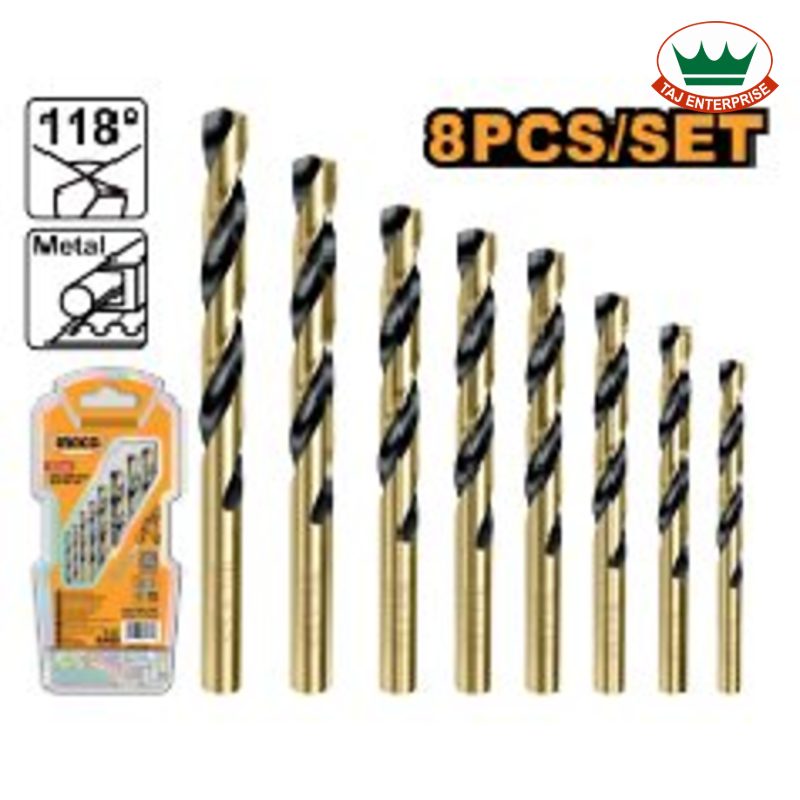 8 Pcs HSS Twist Drill Bits Set