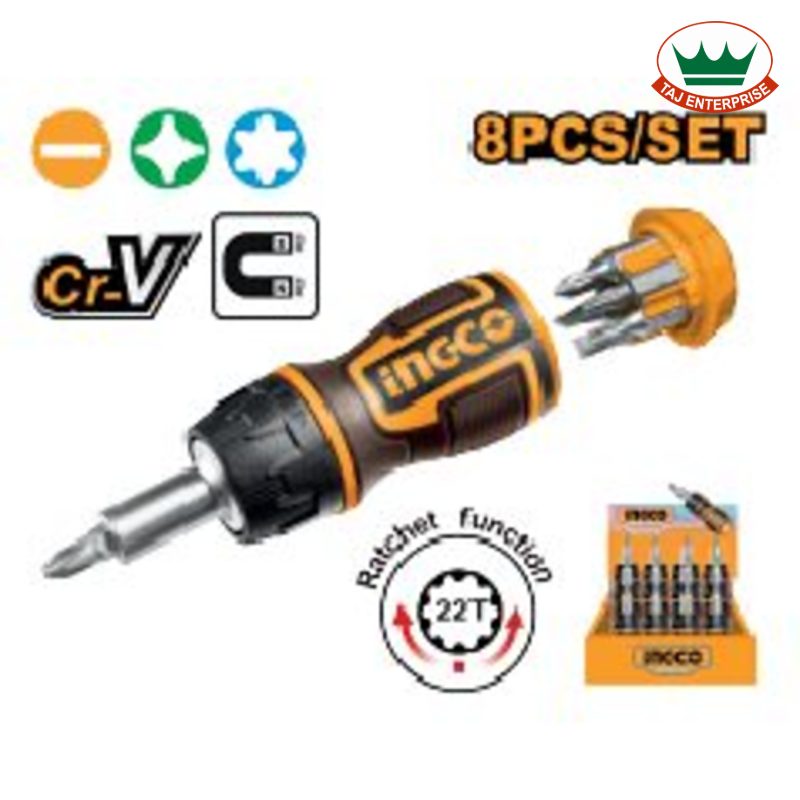 8 in 1 Stubby Ratchet Screwdriver Set