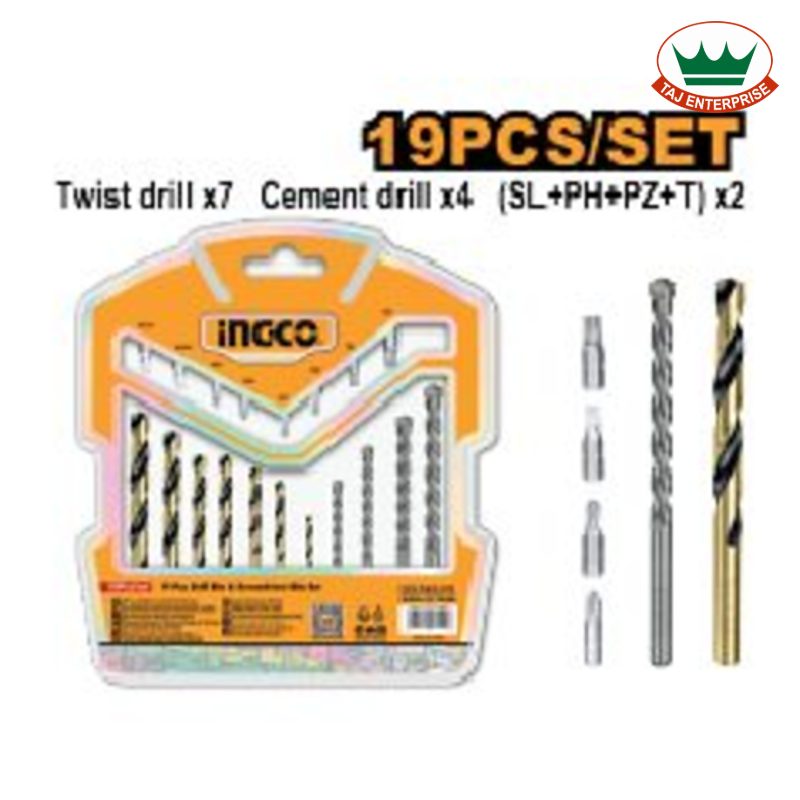 19 Pcs Drill Bits & Screwdriver Bits Set