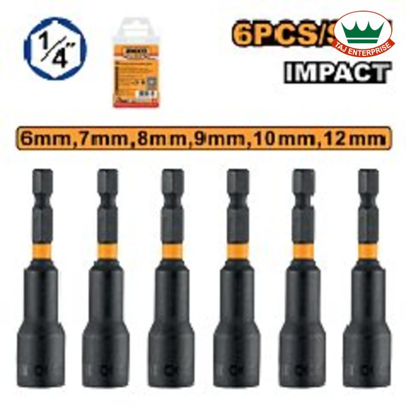 6 Pcs Impact Magnetic Nut Set