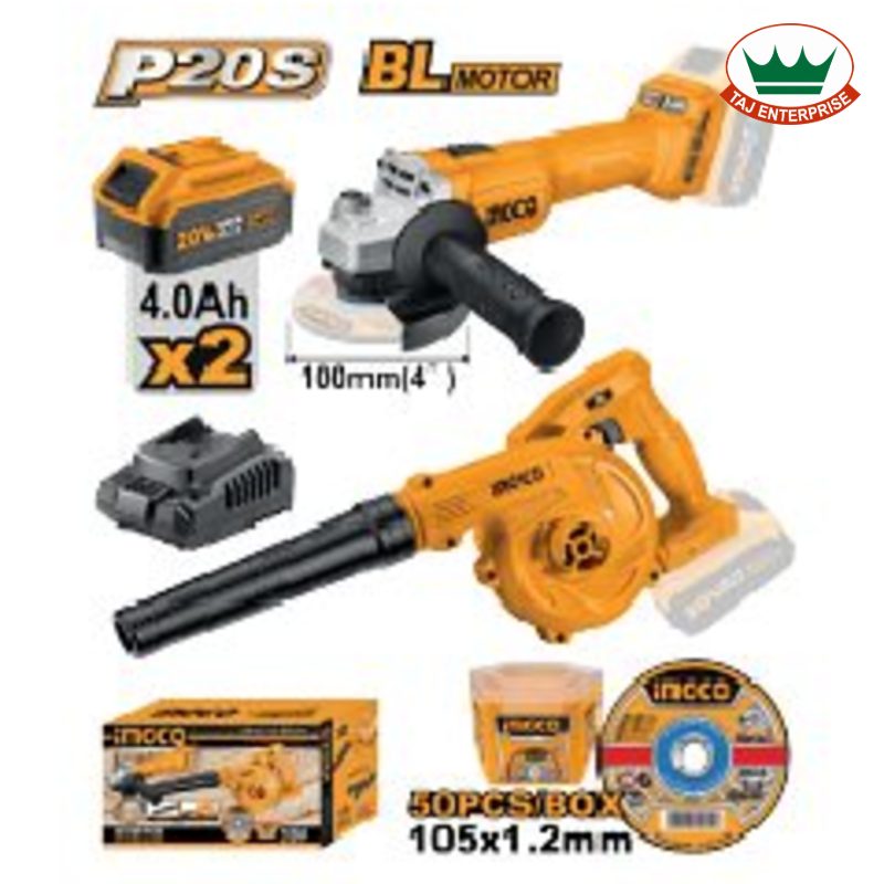 Cordless 2 Pcs Combo Kit 20V (Angle Grinder + Blower)