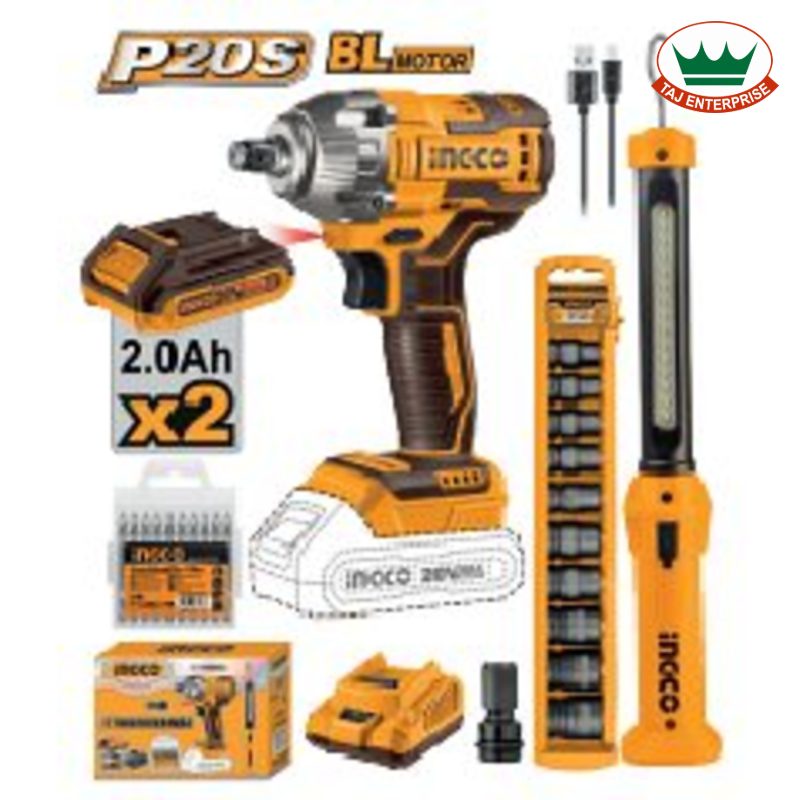 Cordless 2 Pcs Combo Kit 20V (Impact Wrench 300Nm + Work Lamp)