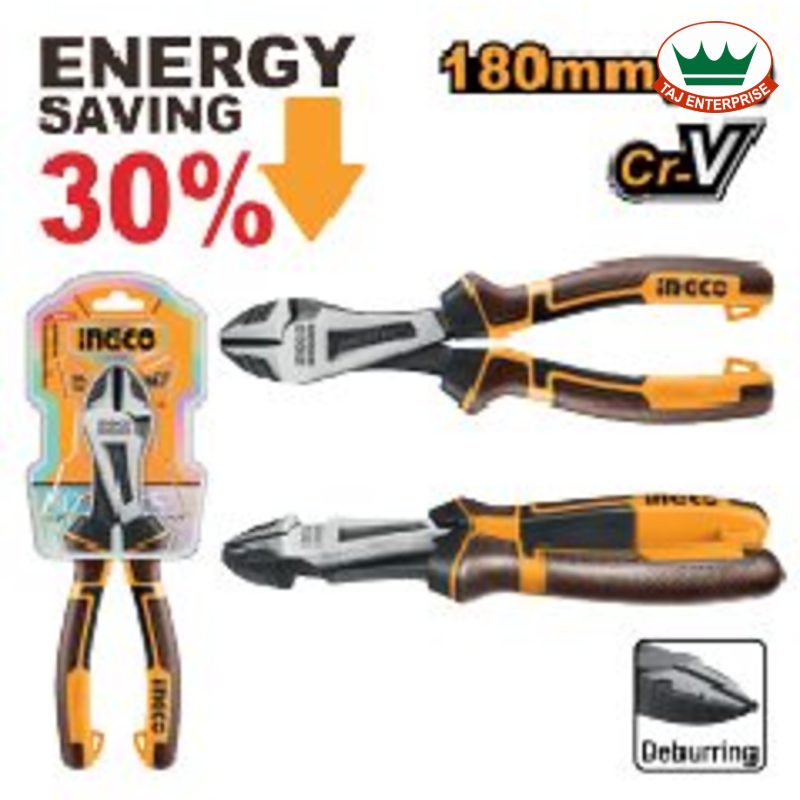 High Leverage Heavy-Duty Diagonal Cutting Pliers 180mm (30% Less Effort)