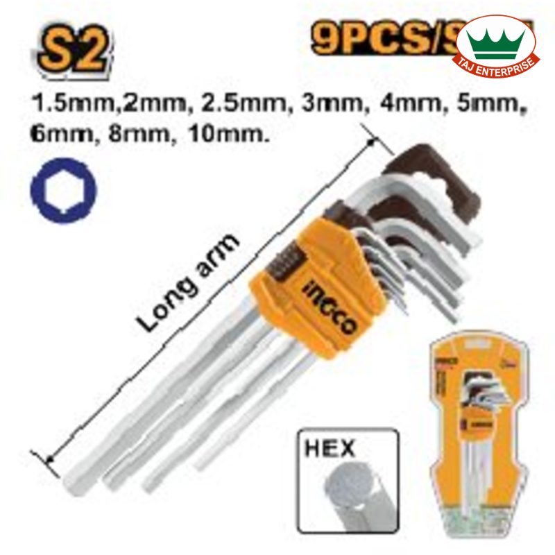 Hex Key (9 Pcs, Long Arm)