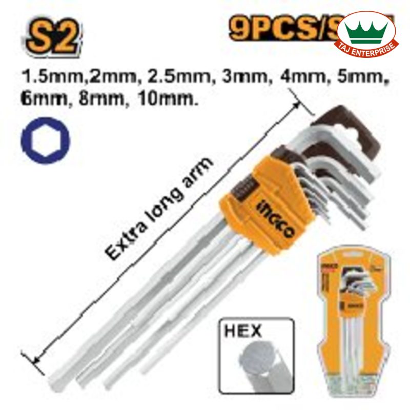 Hex Key (9 Pcs, Extra-Long Arm)
