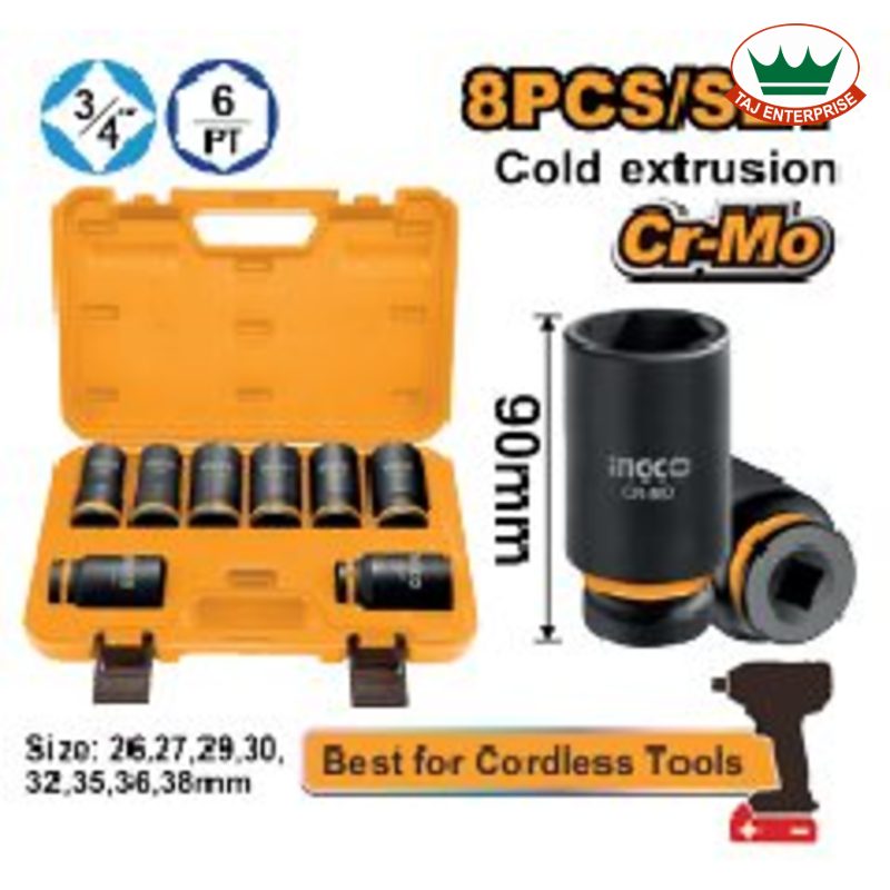 8 Pcs 3/4"DR. Deep Impact Socket Set