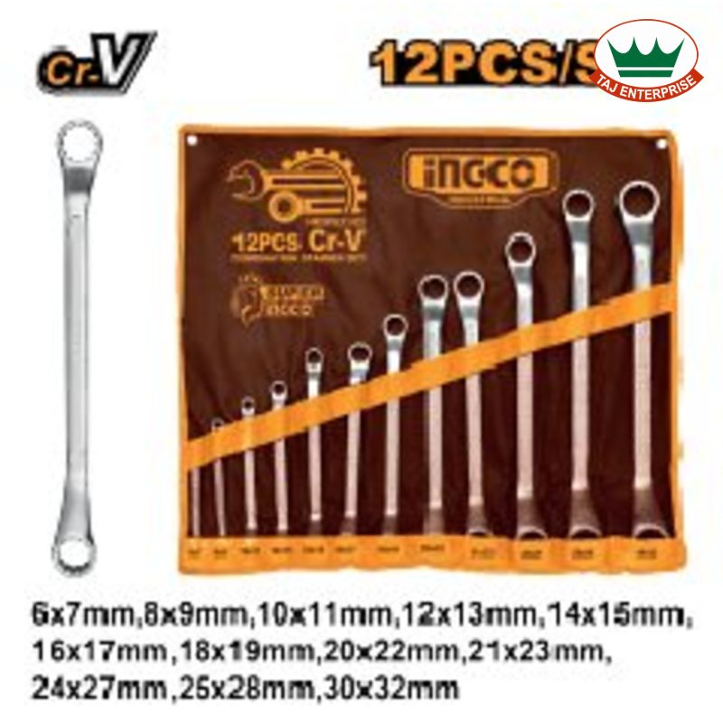 12 Pcs Offset Ring Spanner Set