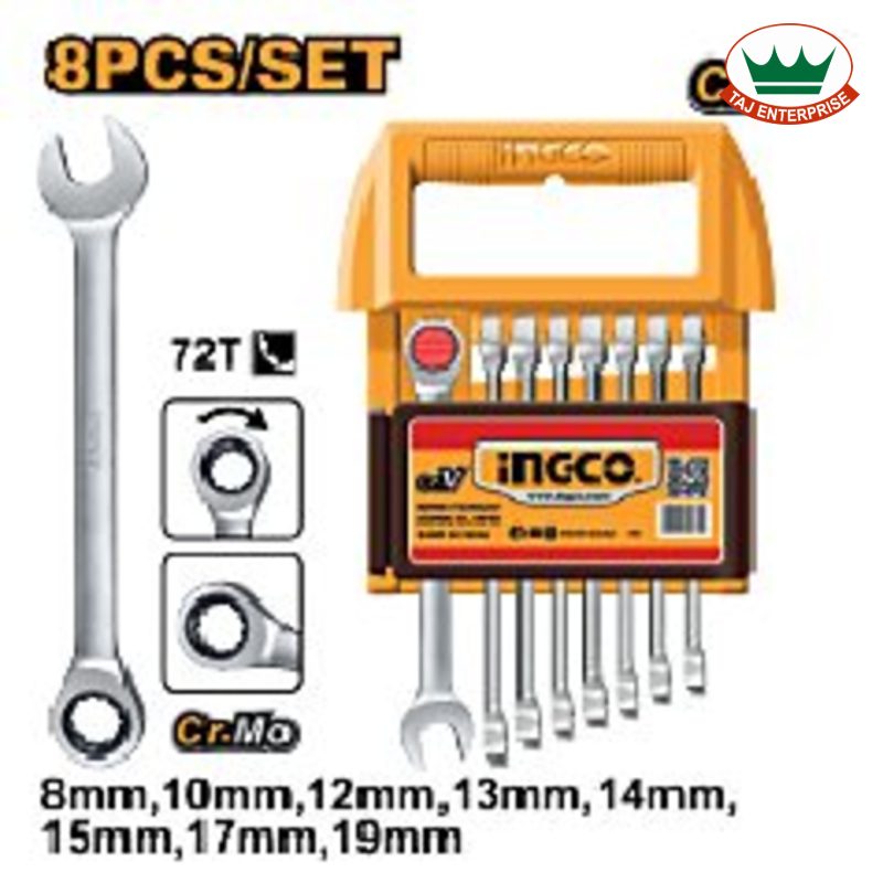 8 Pcs Ratchet Spanner Set (Drop-Forged Cr-V)