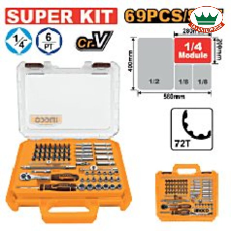 69 Pcs 1/4" DR. Socket Set