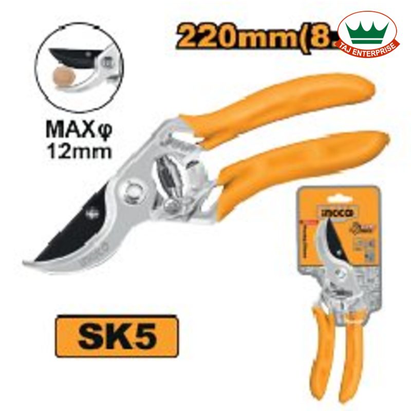 Pruning Shear 220mm (Non-Slip Handle, 12mm Cut)
