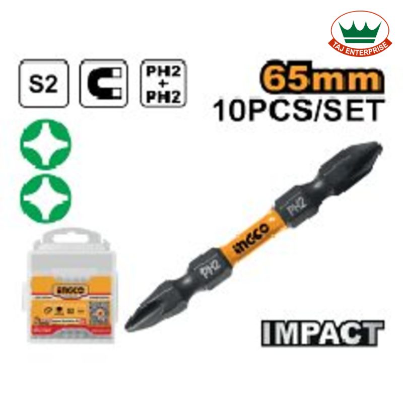 Impact Screwdriver Bits (PH2 + PH2 65mm, 10 Pcs)