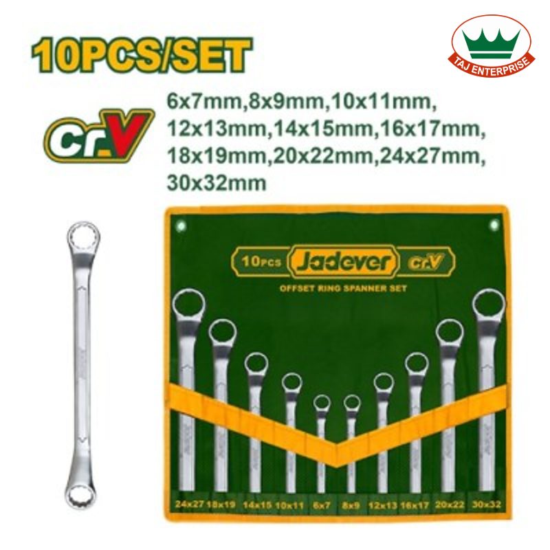 10 Pcs Offset Ring Spanner Set