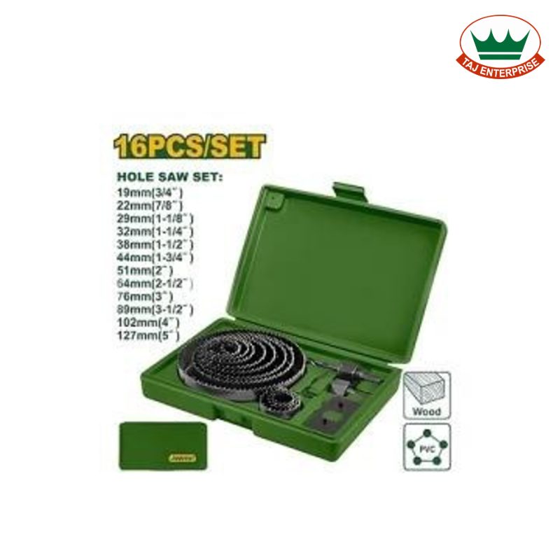 16 Pcs Carbon Steel Hole Saw