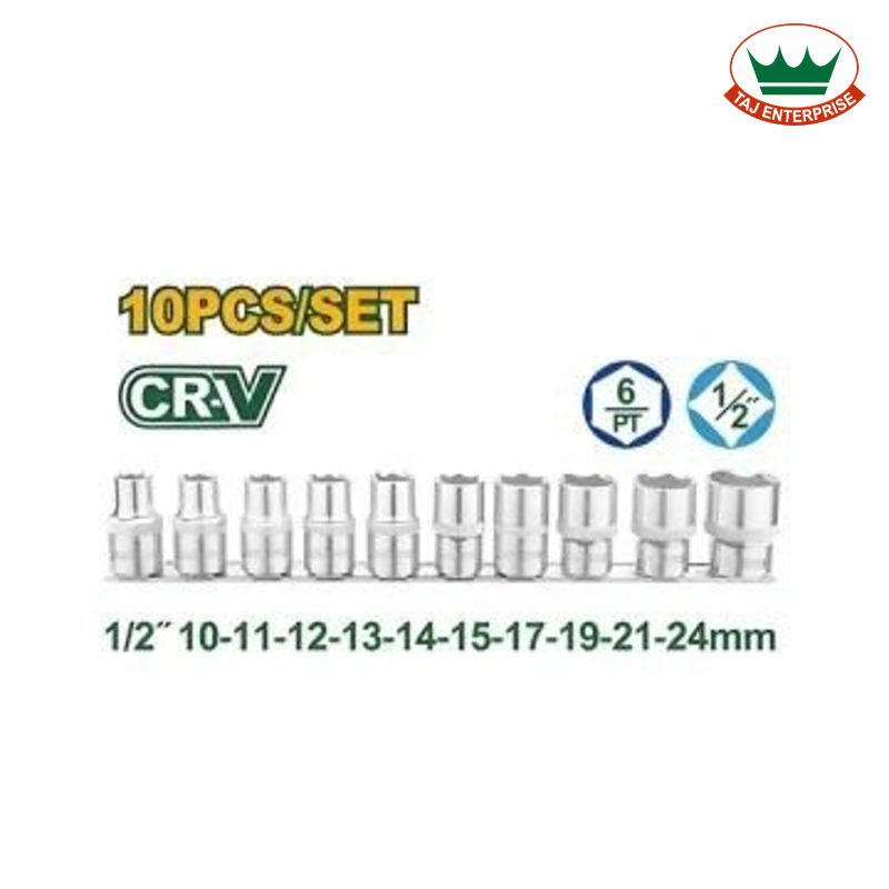 10 Pcs 1/2" Socket Set