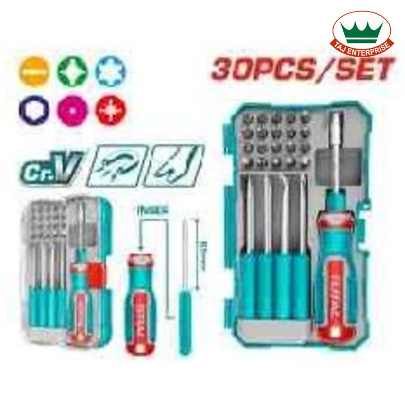 30 Pcs Interchangeable Screwdriver & Bits Set