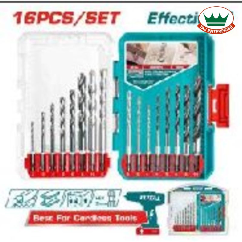 16 Pcs Metal, Masonry & Wood Drill Bits Set