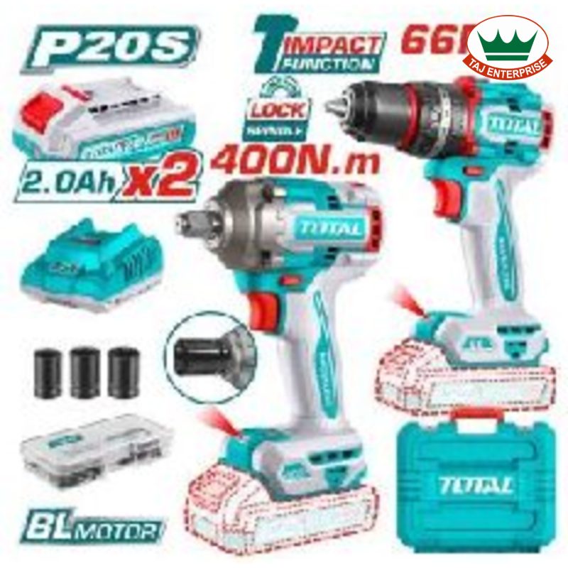 Cordless 2 Pcs Combo Kit 20V (Impact Drill + TIWLI20401 Impact Wrench)