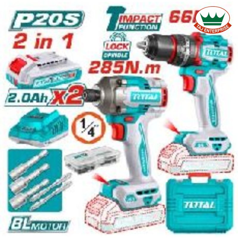 Cordless 2 Pcs Combo Kit 20V (Impact Drill + Impact Driver)
