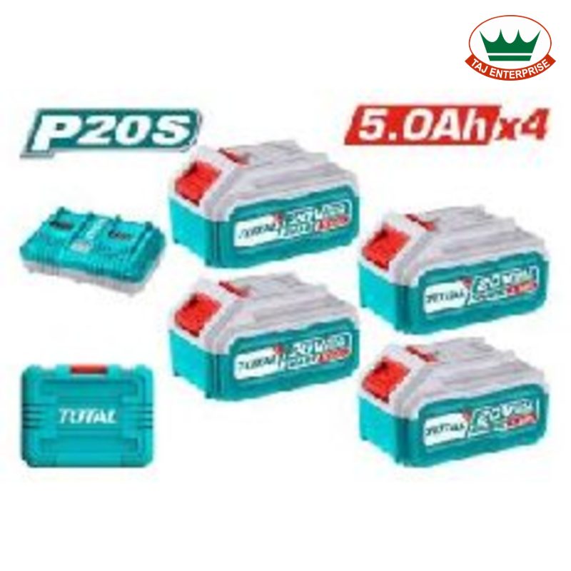 P20S Lithium-Ion Battery and Charger Kit 20V 5.0Ah (4 Batteries + 2-Port Charger)