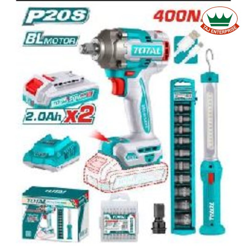 Cordless 2 Pcs Combo Kit 20V (Impact Wrench 400Nm + Work Lamp)