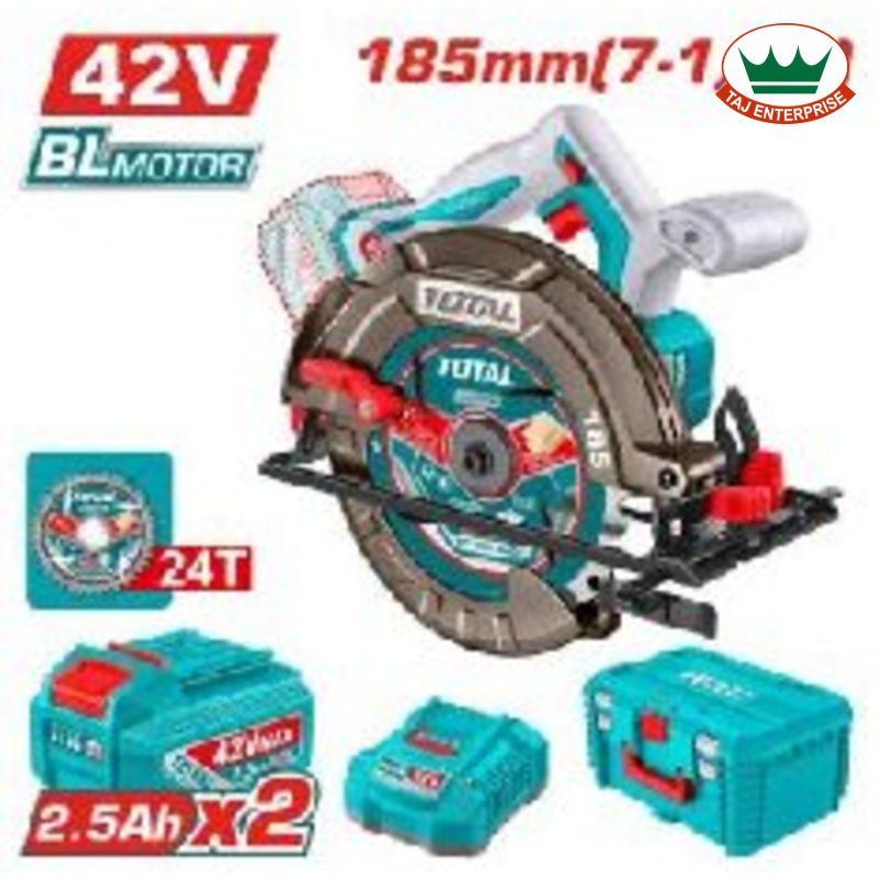 Cordless Circular Saw 42V (2 Batteries, Carrying Case)