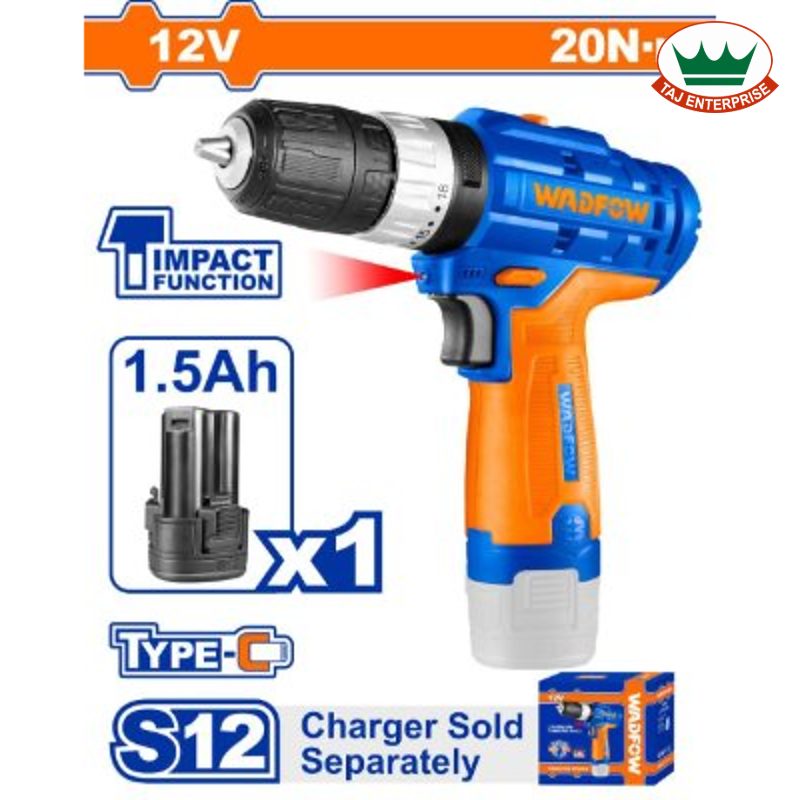 Lithium-Ion Impact Drill 12V 20Nm 1x1.5Ah 2-Speed (Battery Indicator)
