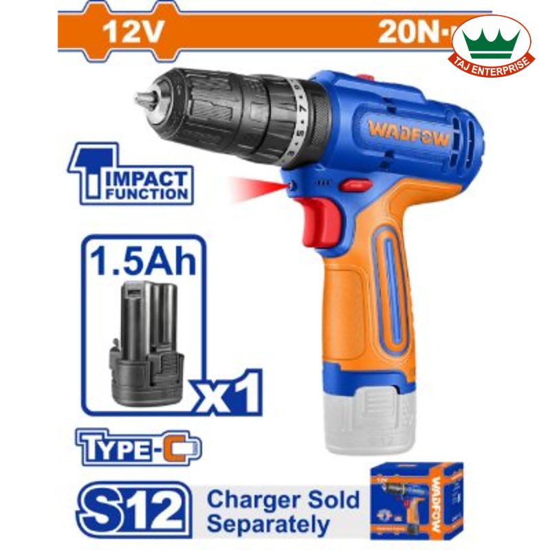 Lithium-Ion Impact Drill 12V 20Nm 1x1.5Ah 2-Speed (Work Light)
