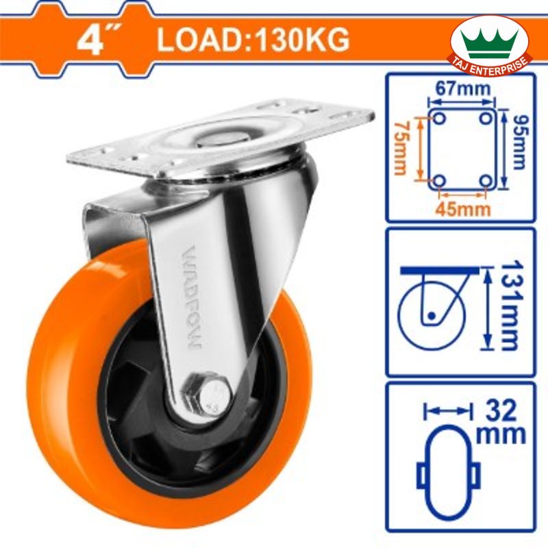 Caster Wheel 4" Swivel (PP/PVC Wheel, 130kg)