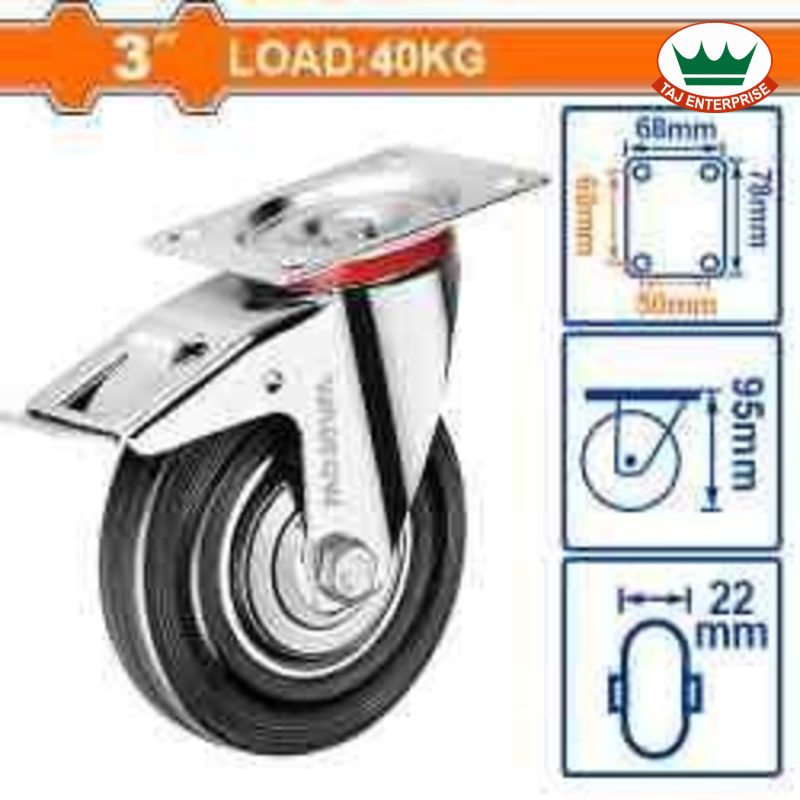 Caster Wheel 3" Swivel with Brake 40kg Load