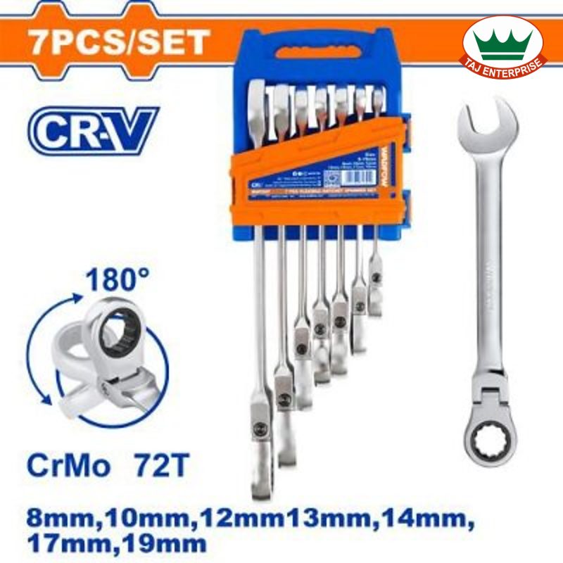 7 Pcs Flexible Ratchet Spanner Set